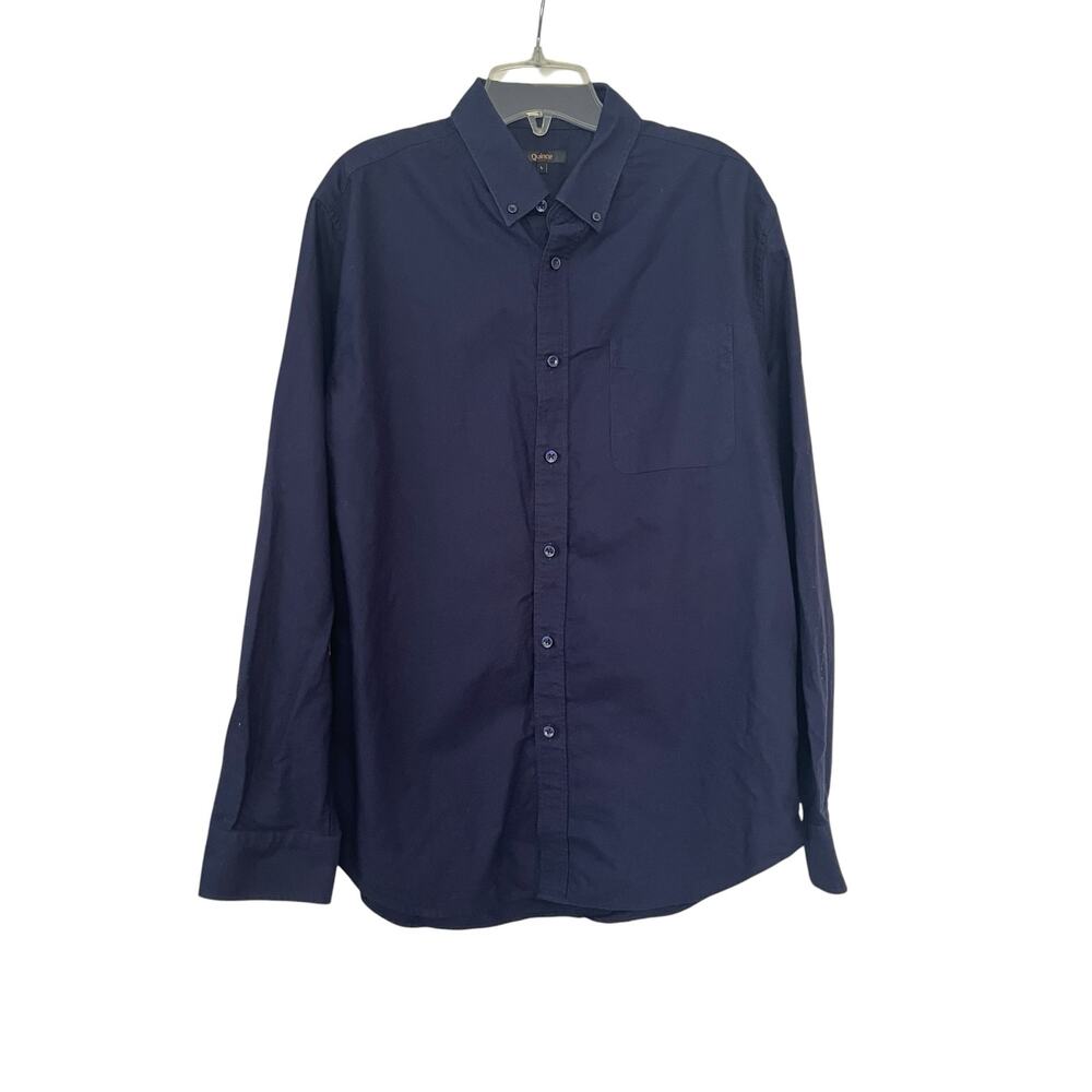 Quince Organic Cotton Stretch Textured Twill Shirt Large Quiet Luxury Minimalist